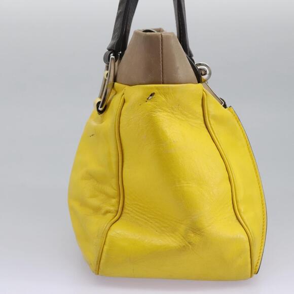 CELINE Hand Bag Leather Yellow Brown Silver - Picture 5 of 13